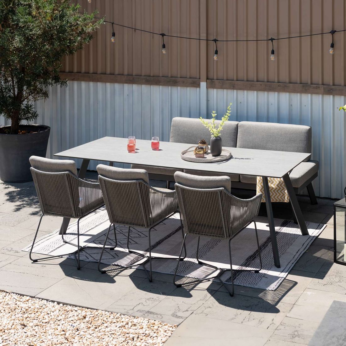 LifestyleGarden Opal Gartenmöbel-Set L (6 Plätze) Tisch 220x90cm