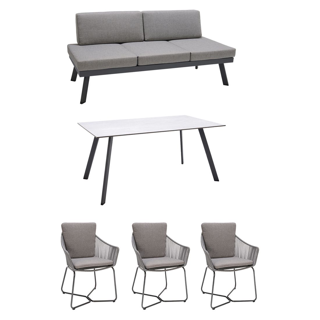 LifestyleGarden Opal Gartenmöbel-Set L (6 Plätze) Tisch 220x90cm