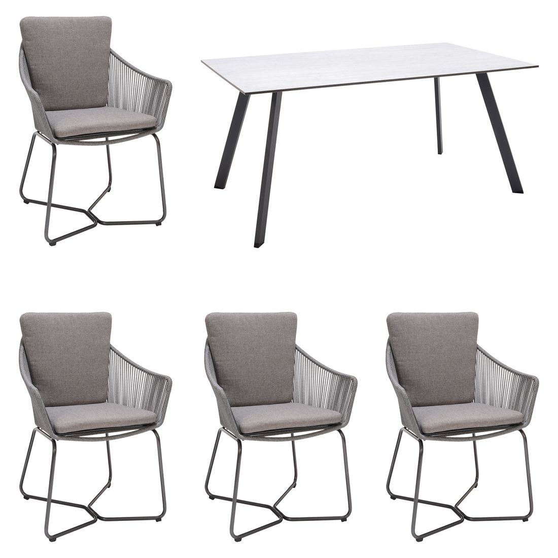 LifestyleGarden Opal Gartenmöbel-Set M (4 Plätze) Tisch 160x90cm