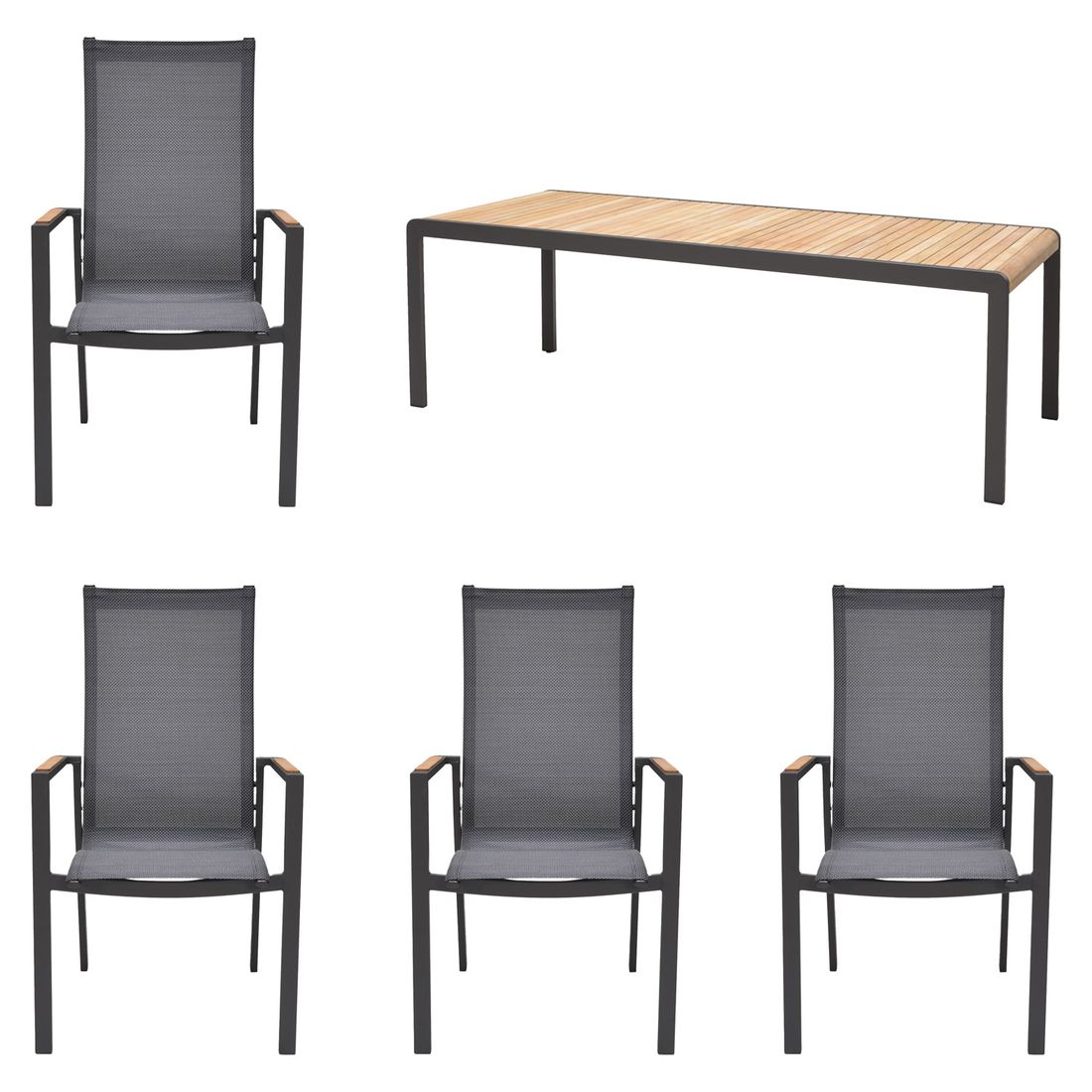 LifestyleGarden Palau Gartenmöbel-Set M (4 Plätze) Tisch 221x95cm