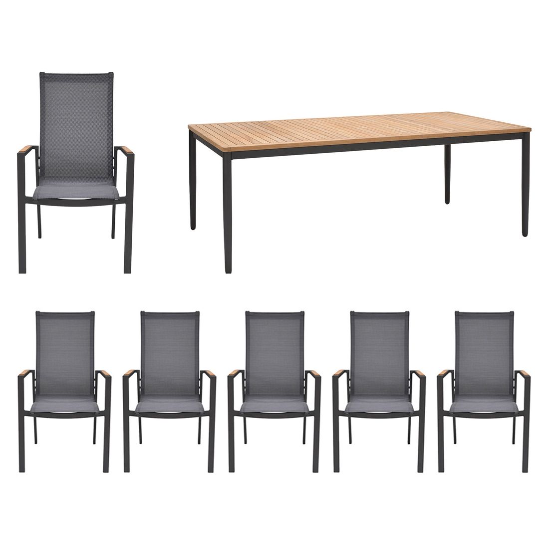 LifestyleGarden Palau Gartenmöbel-Set L (6 Plätze) Tisch 201x90cm
