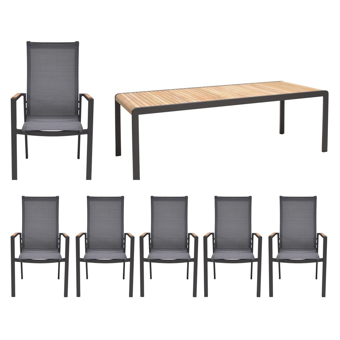 LifestyleGarden Palau Gartenmöbel-Set L (6 Plätze) Tisch 221x95cm