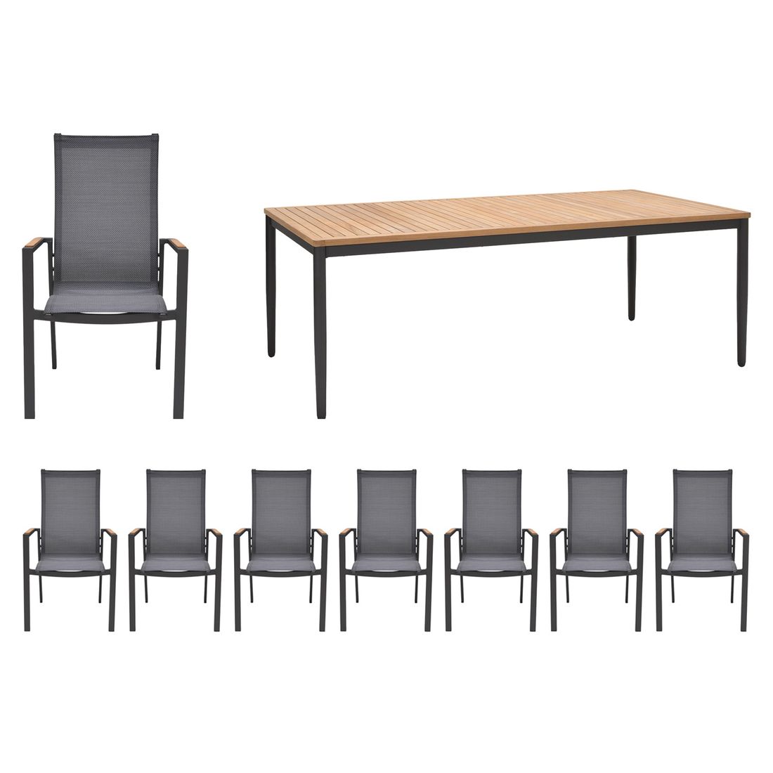 LifestyleGarden Palau Gartenmöbel-Set XL (8 Plätze) Tisch 201x90cm