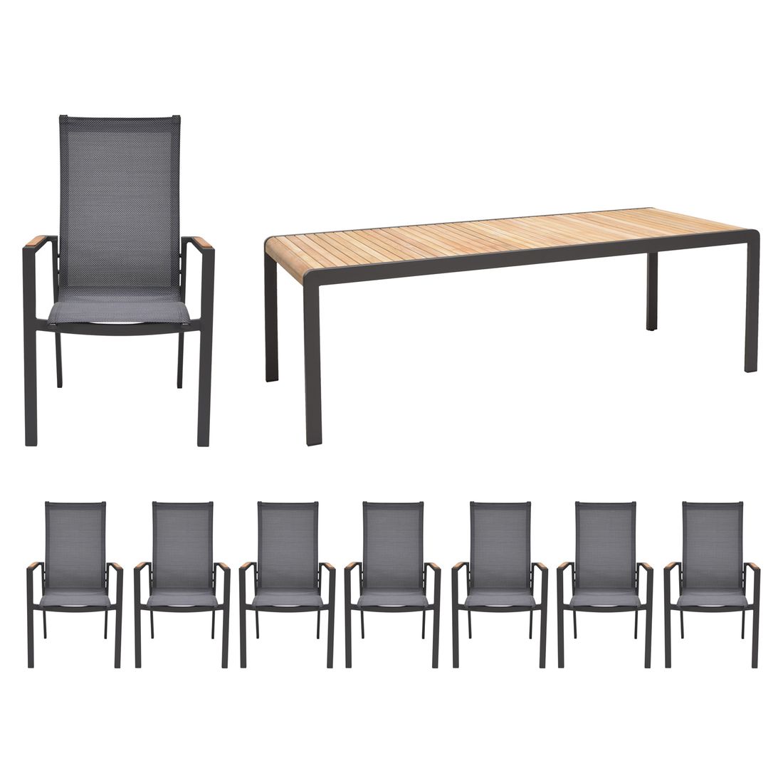 LifestyleGarden Palau Gartenmöbel-Set XL (8 Plätze) Tisch 221x95cm