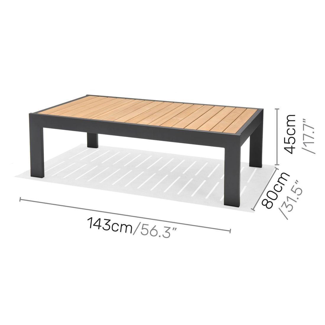 LifestyleGarden Palau Loungeset 2-tlg Tisch 143x80cm Aluminium/Olefin/Teak