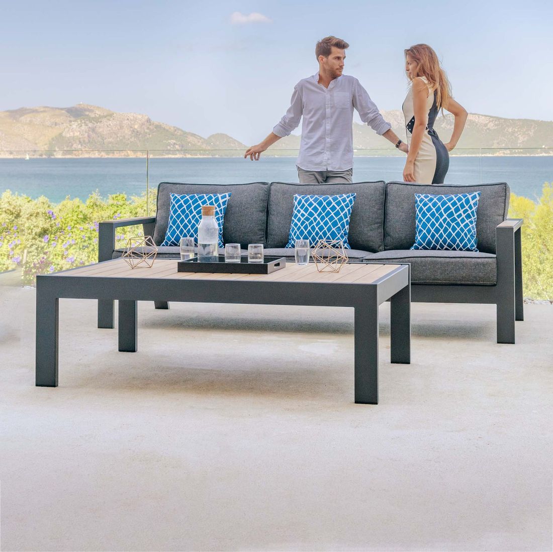 LifestyleGarden Palau Loungeset inkl. Loungetisch Aluminium/Olefin