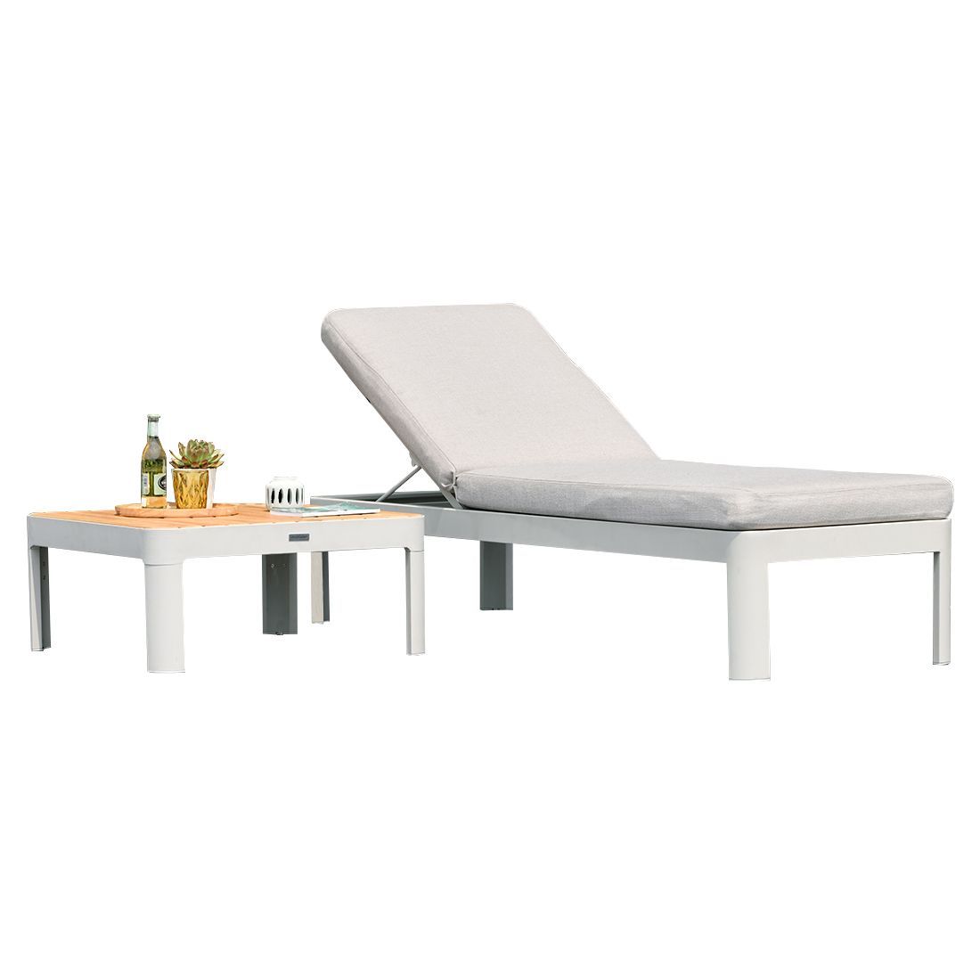 LifestyleGarden Portals Gartenliege Aluminium/Olefin Tisch 72x72cm