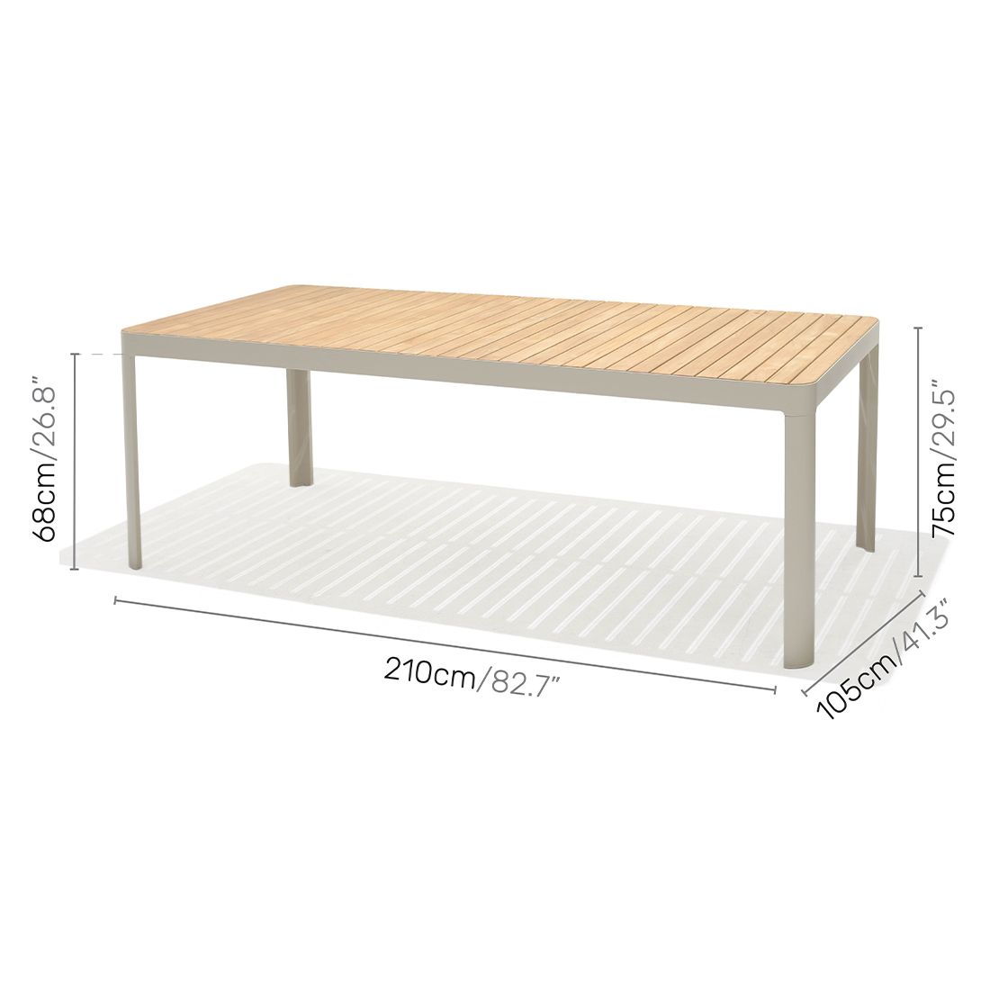 LifestyleGarden Portals Gartentisch 209x105cm Aluminium/Teak