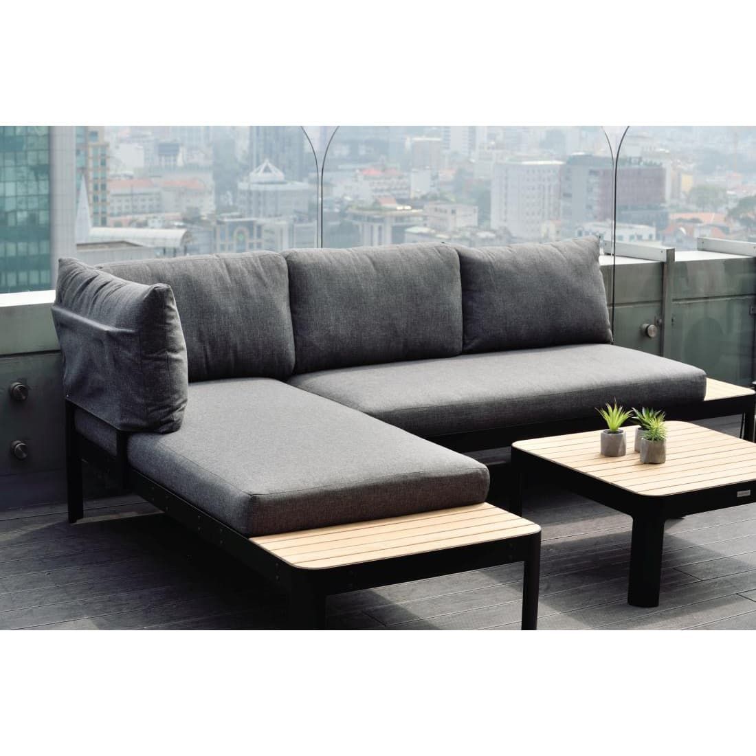LifestyleGarden Portals Ecklounge 3-tlg. Aluminium/Teak/Olefin