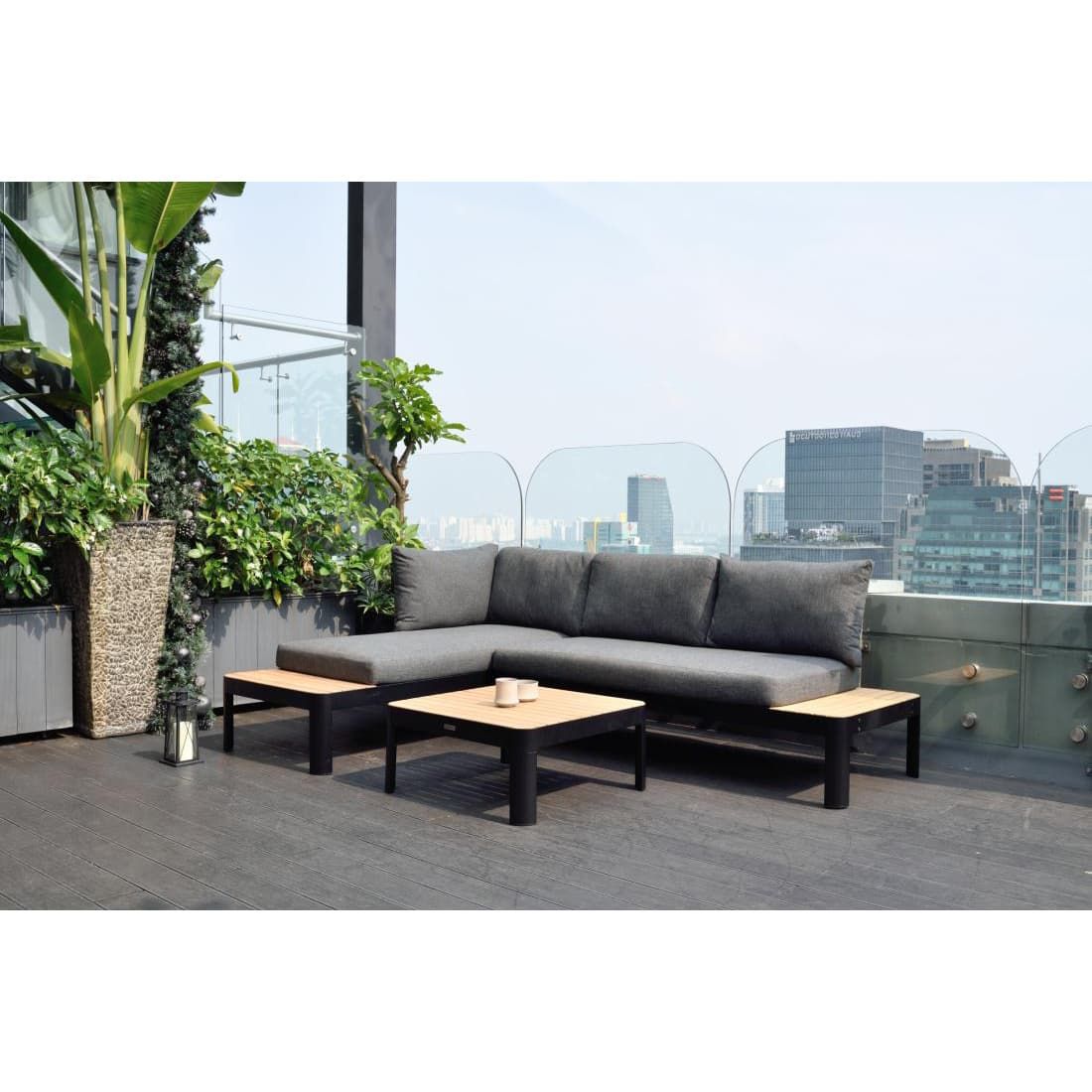 LifestyleGarden Portals Ecklounge 3-tlg. Aluminium/Teak/Olefin