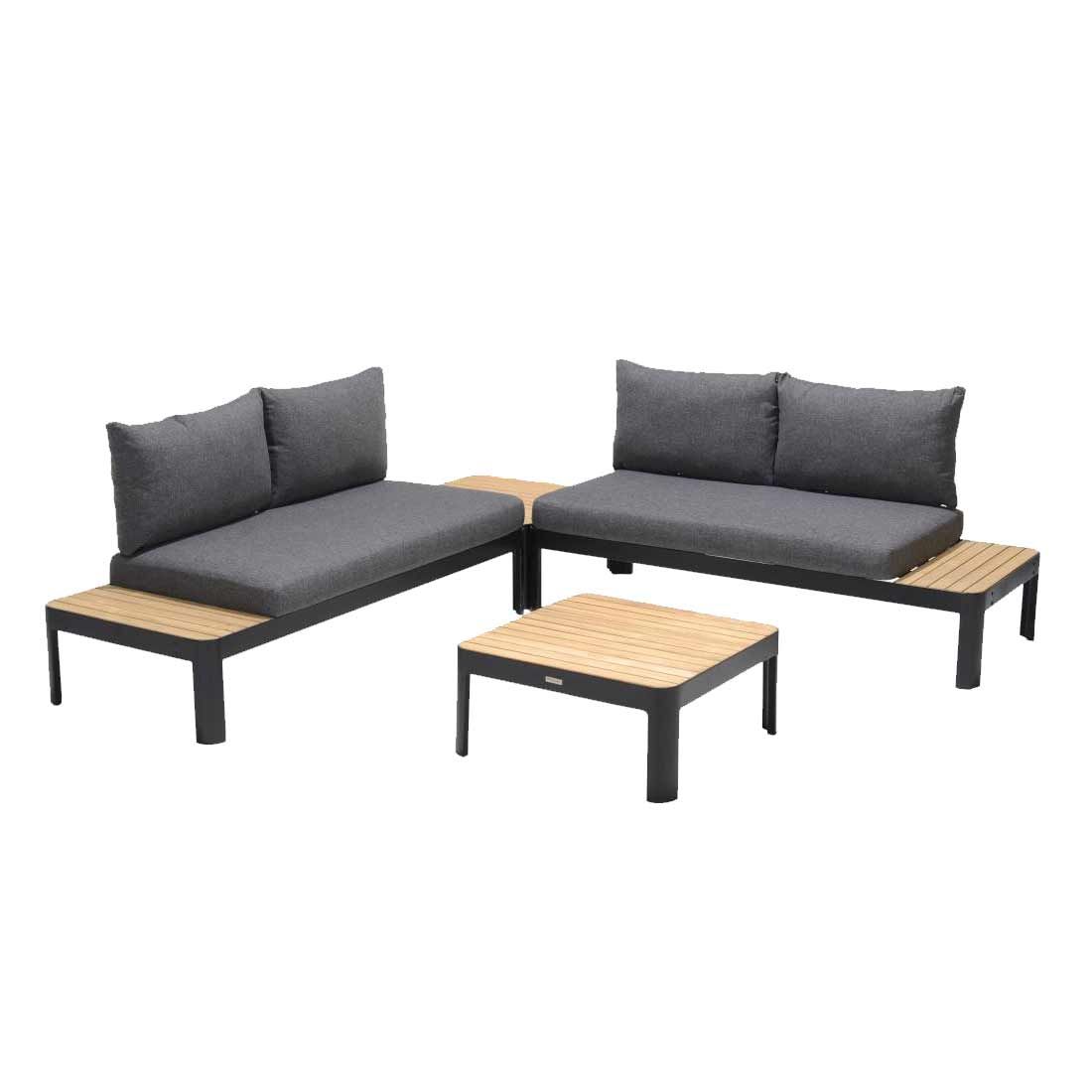 LifestyleGarden Portals Ecklounge 4-tlg. Aluminium/Teak/Olefin