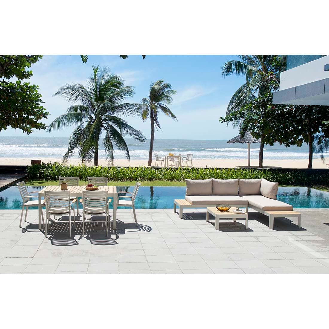 LifestyleGarden Portals Ecklounge 4tlg Aluminium/Teak/Olefin
