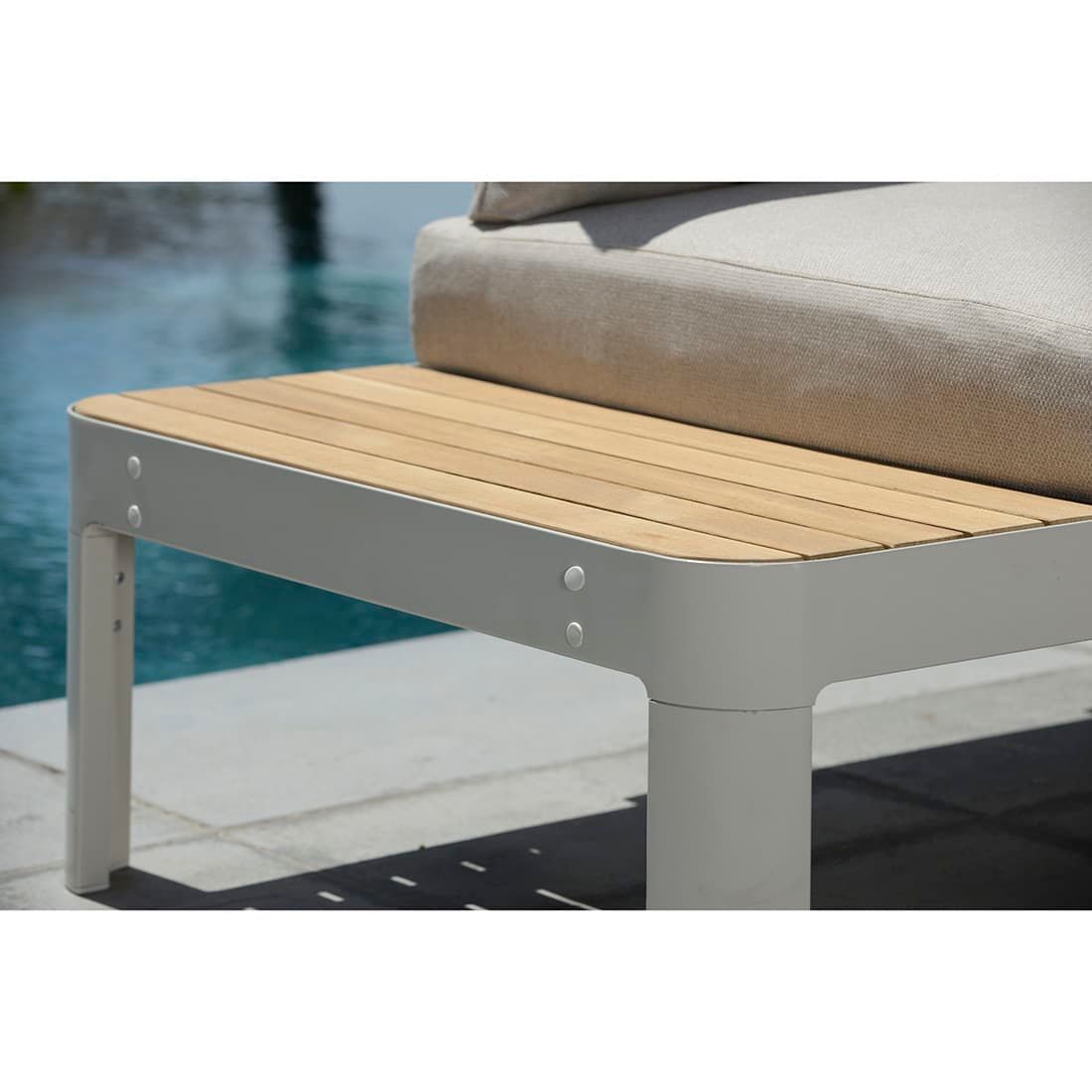 LifestyleGarden Portals Gartensofa inkl. Beistelltisch Aluminium/Teak/Olefin