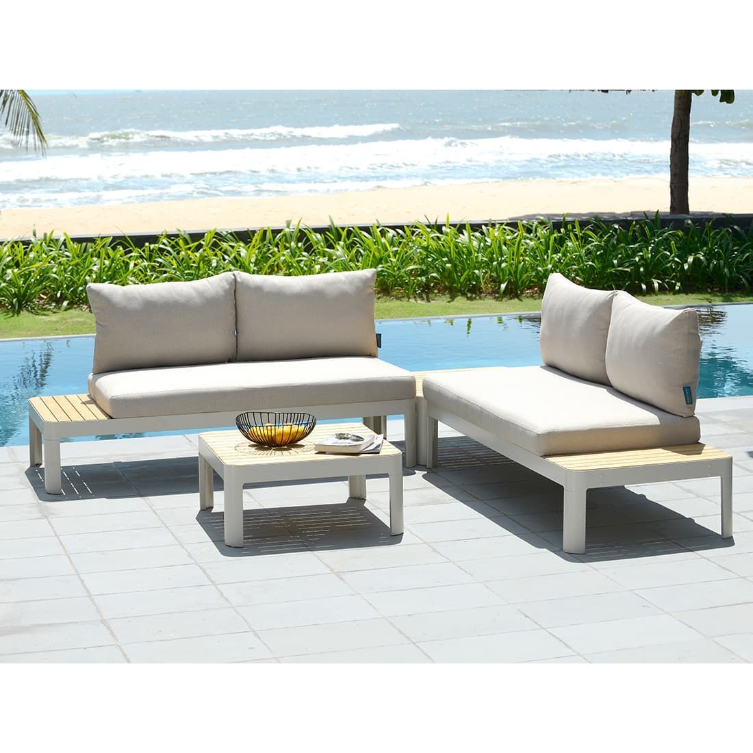 LifestyleGarden Portals Loungetisch 72x72cm Aluminium/Teak