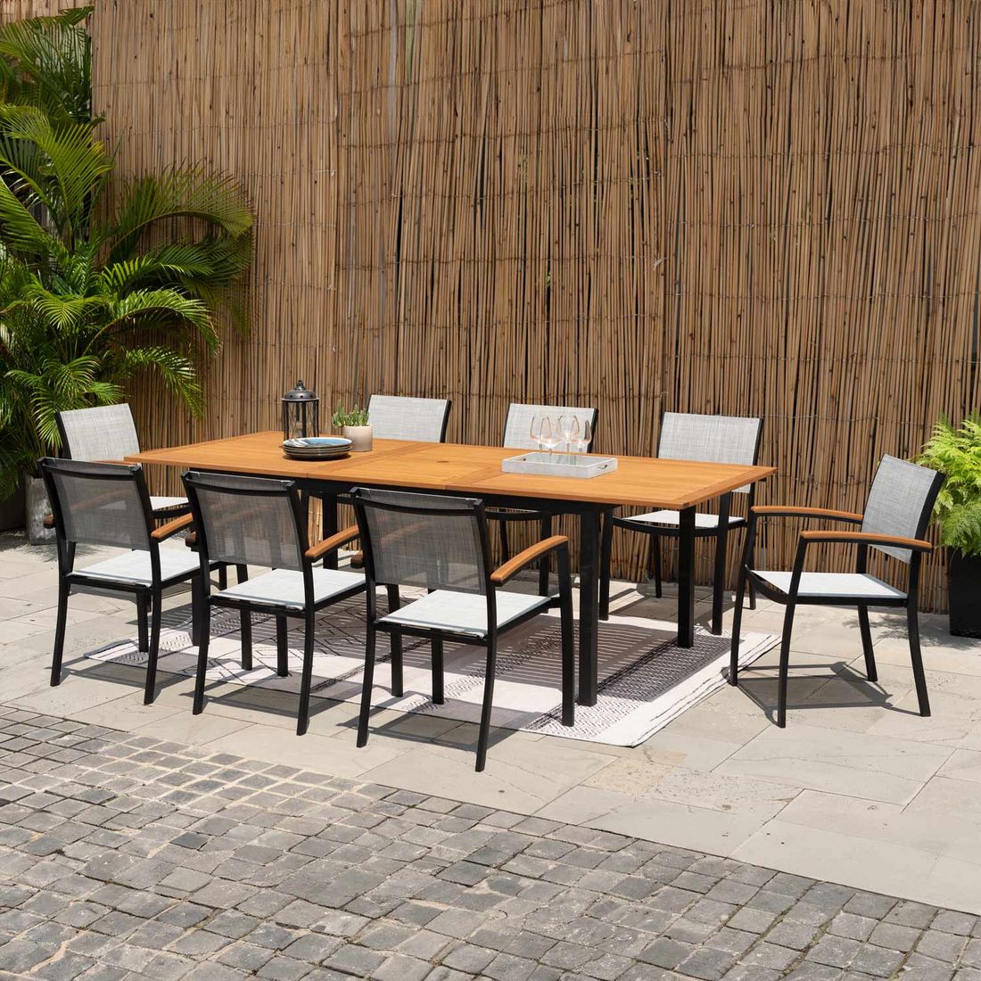 LifestyleGarden Ragusa Gartenmöbel-Set XL (8 Plätze) Tisch 180/240x100cm