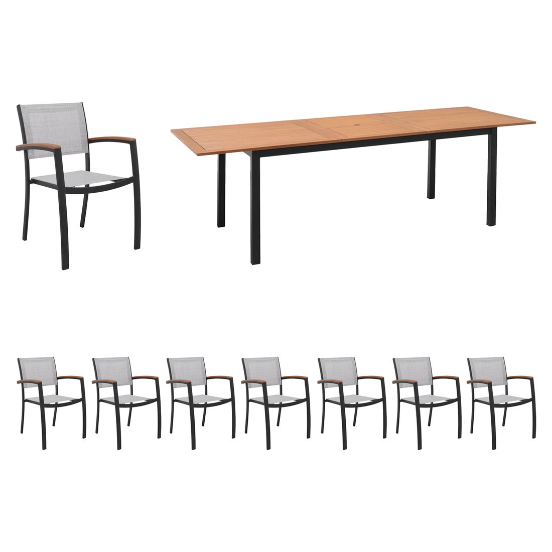 LifestyleGarden Ragusa Gartenmöbel-Set XL (8 Plätze) Tisch 180/240x100cm