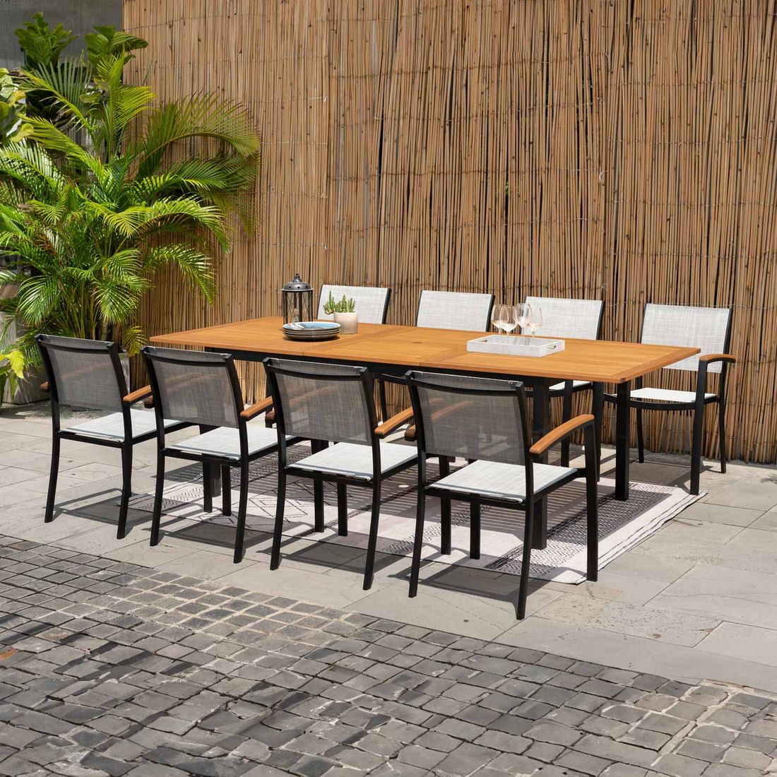 LifestyleGarden Ragusa Gartenmöbel-Set XL (8 Plätze) Tisch 180/240x100cm