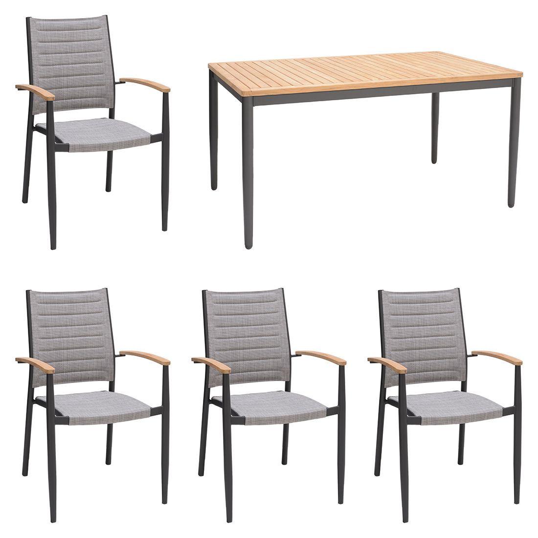 LifestyleGarden Topaz Gartenmöbel-Set 5-tlg. Tisch 144x90cm