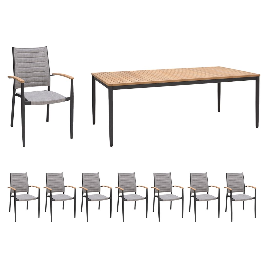 LifestyleGarden Topaz Gartenmöbel-Set XL (8 Plätze) Tisch 201x90cm