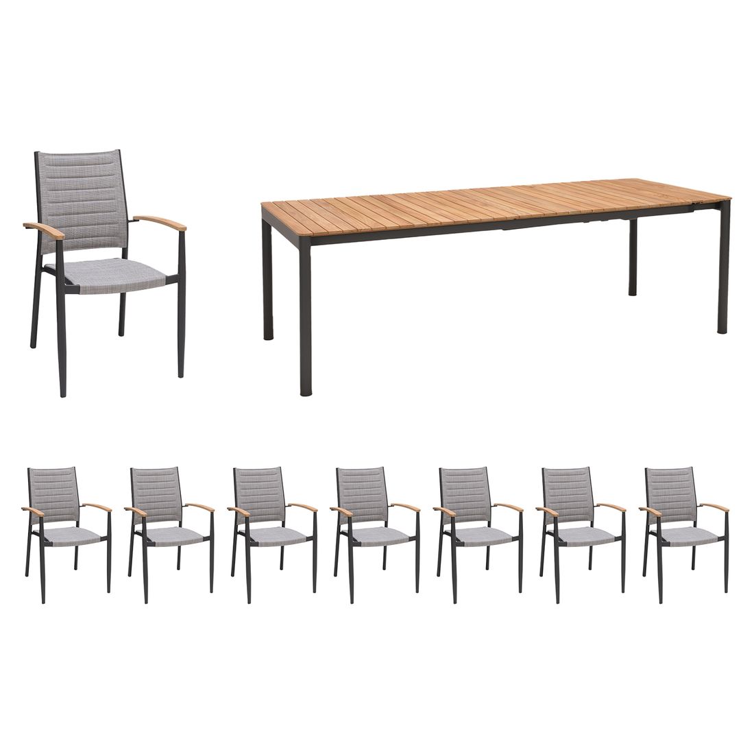 LifestyleGarden Topaz Gartenmöbel-Set XL (8 Plätze) Tisch 227/279/331x90cm