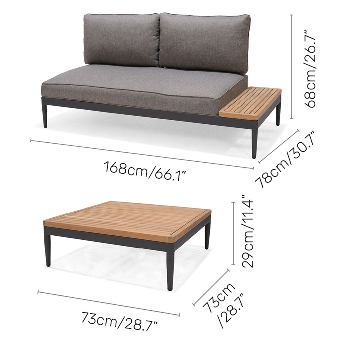 LifestyleGarden Topaz Loungeset Aluminium/Teakholz