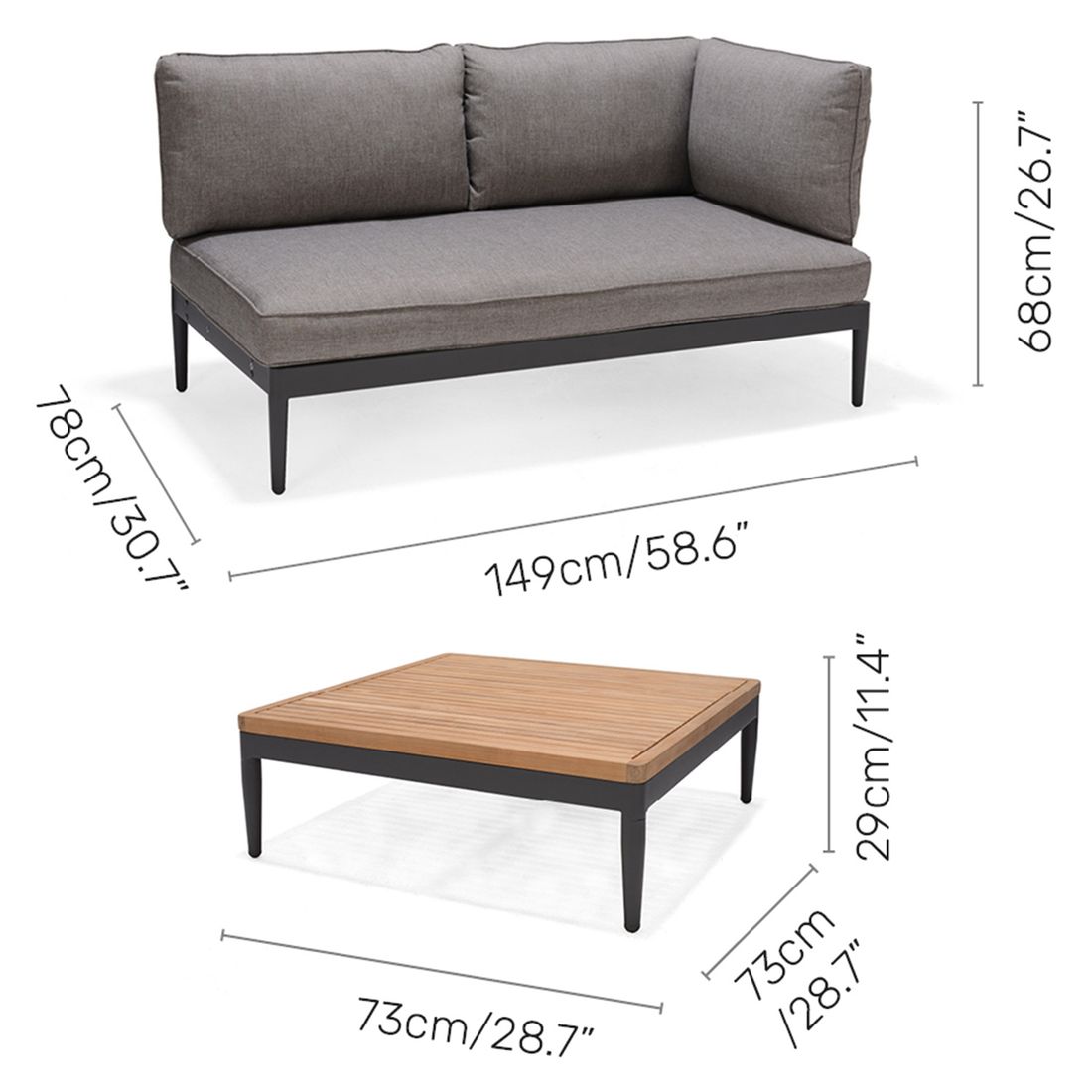 LifestyleGarden Topaz Loungeset Aluminium/Teakholz