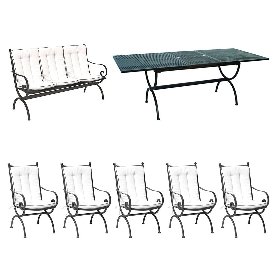 MBM Romeo Elegance Gartenmöbel-Set XL (8 Plätze) Tisch 165/215x100cm
