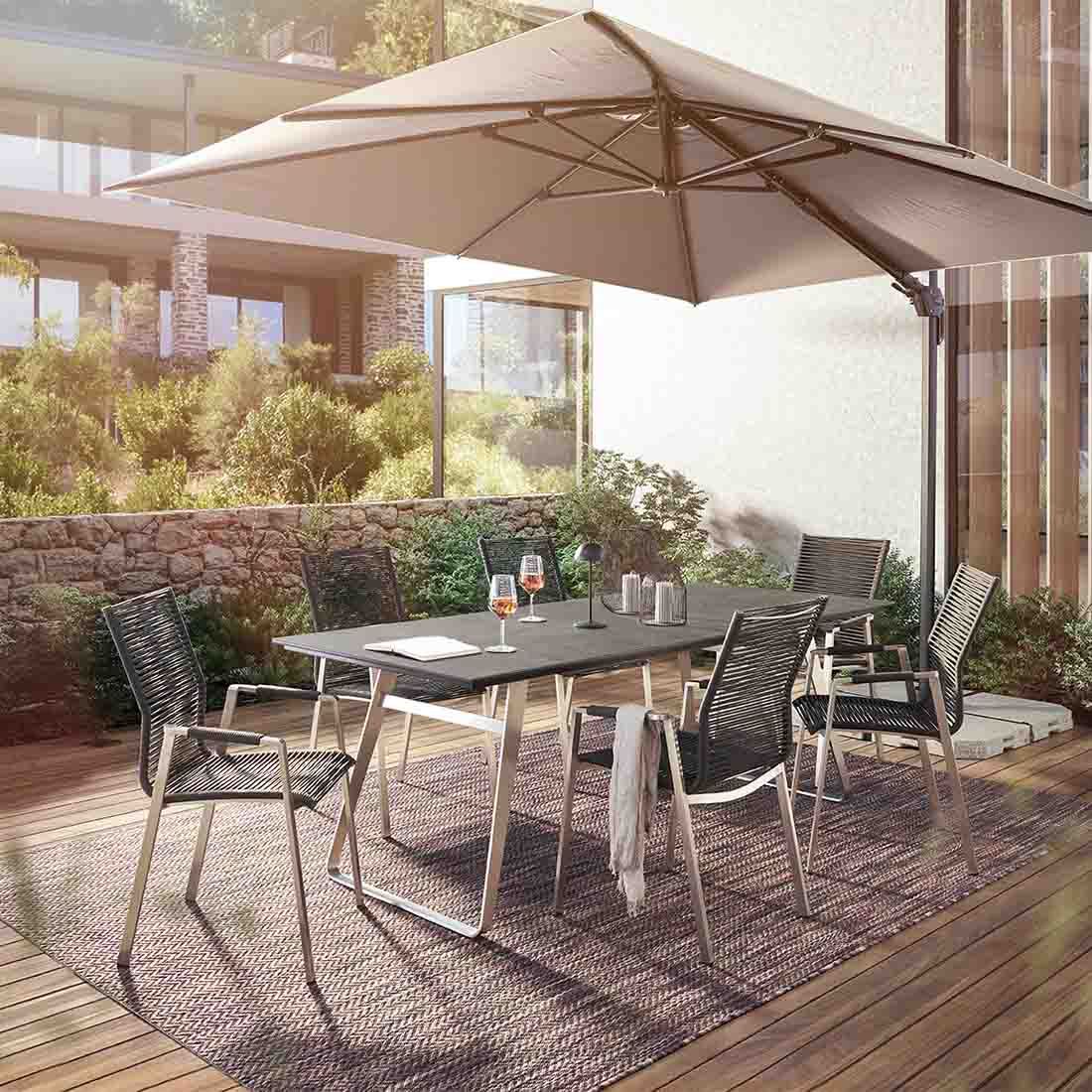 Musterring Portugal Gartentisch 200x95cm Edelstahl/HPL