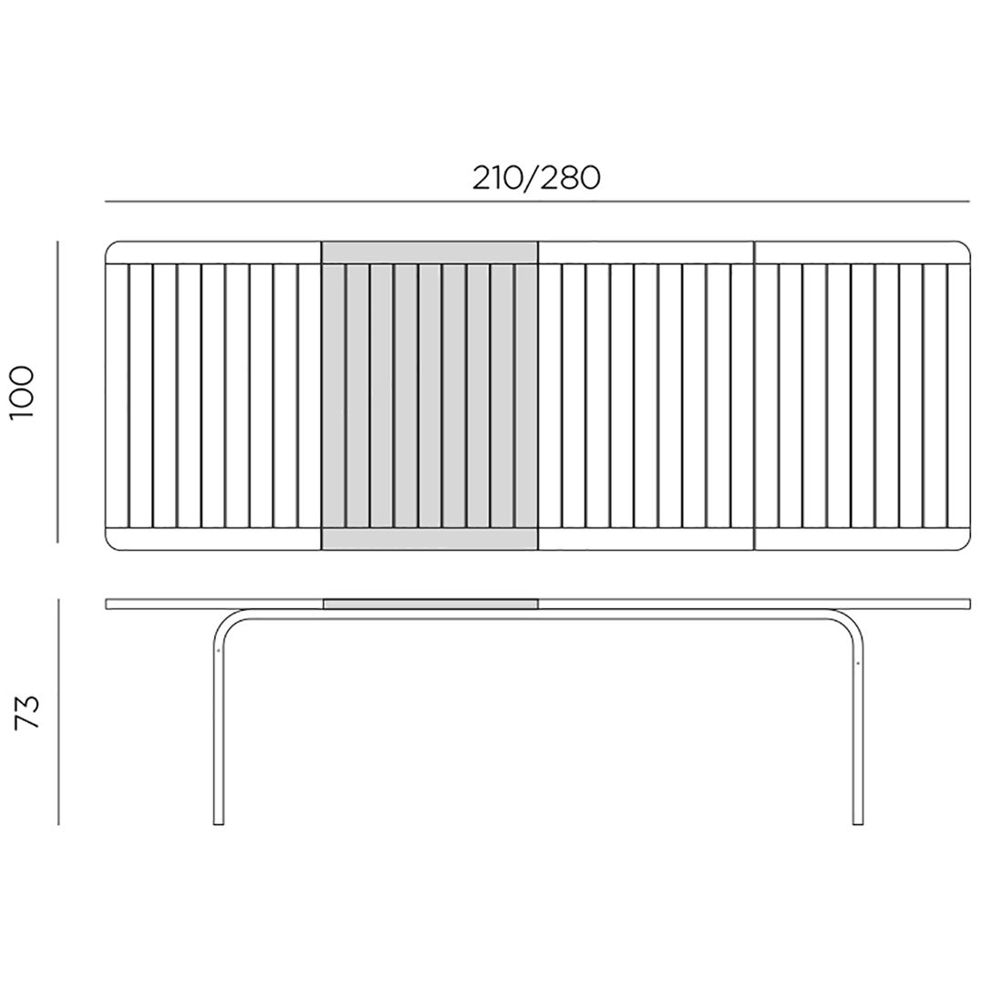 Nardi Alloro Ausziehtisch 210/280x100cm Aluminium/Kunststoff