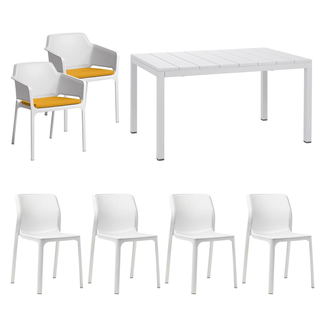 Nardi Bit Gartenmöbel-Set L (6 Plätze) Tisch 140/210x85cm