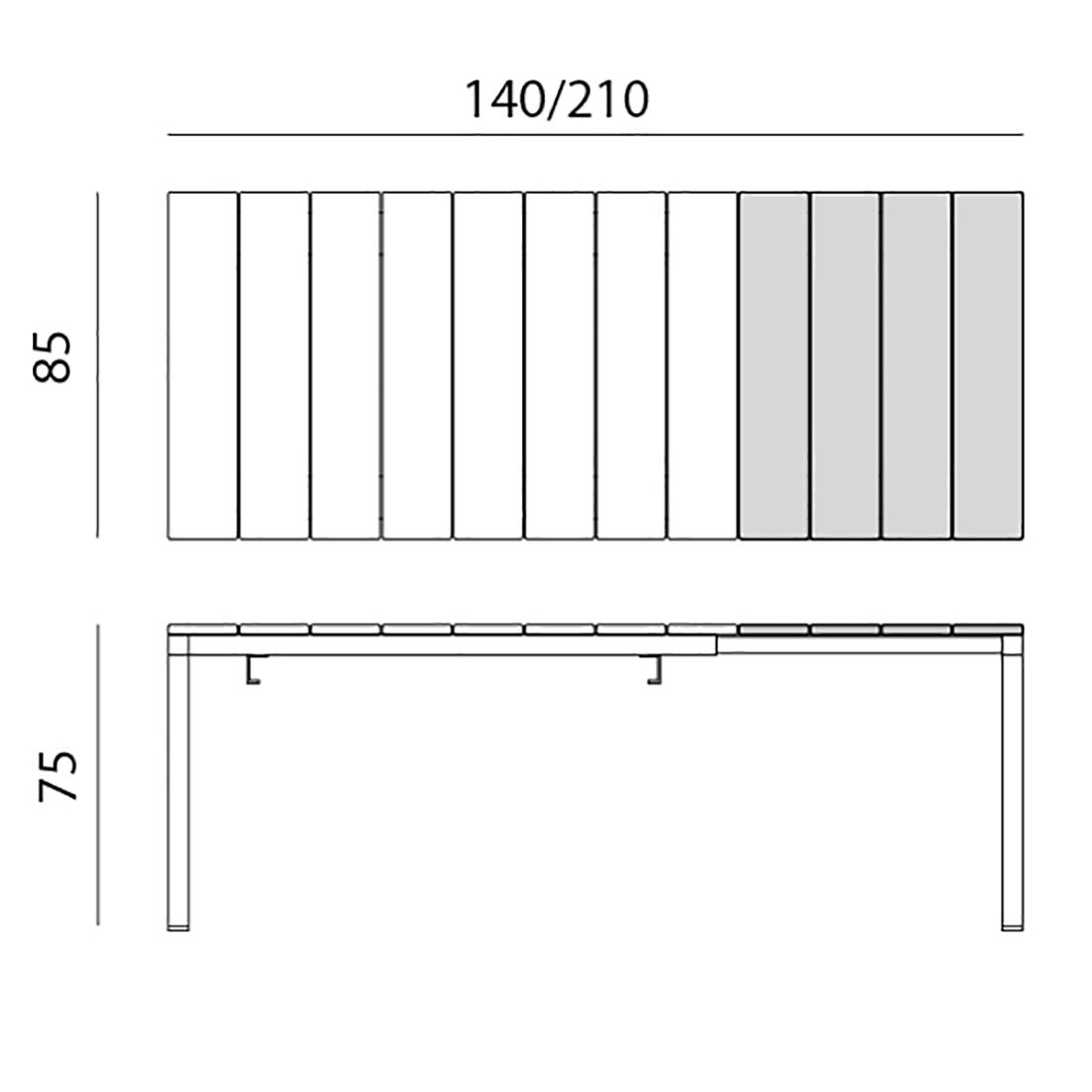 Nardi Bit Gartenmöbel-Set L (6 Plätze) Tisch 140/210x85cm