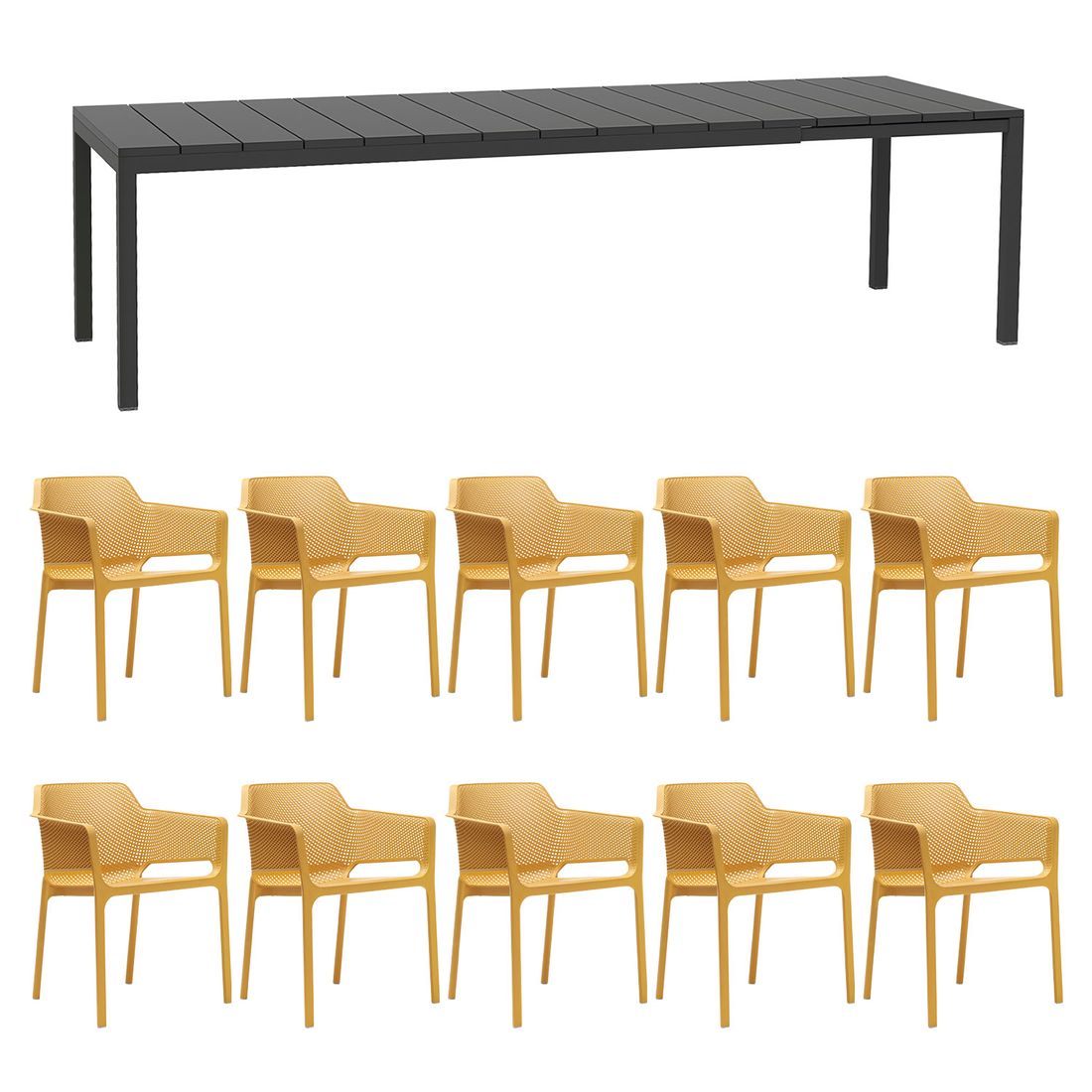 Nardi Net Gartenmöbel-Set 11-tlg. Tisch 210/280x100cm