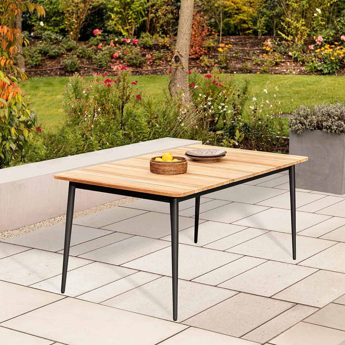 | Niehoff Garten 160x95cm Gartentisch Luna Anthrazit/Natur Aluminium/Teak