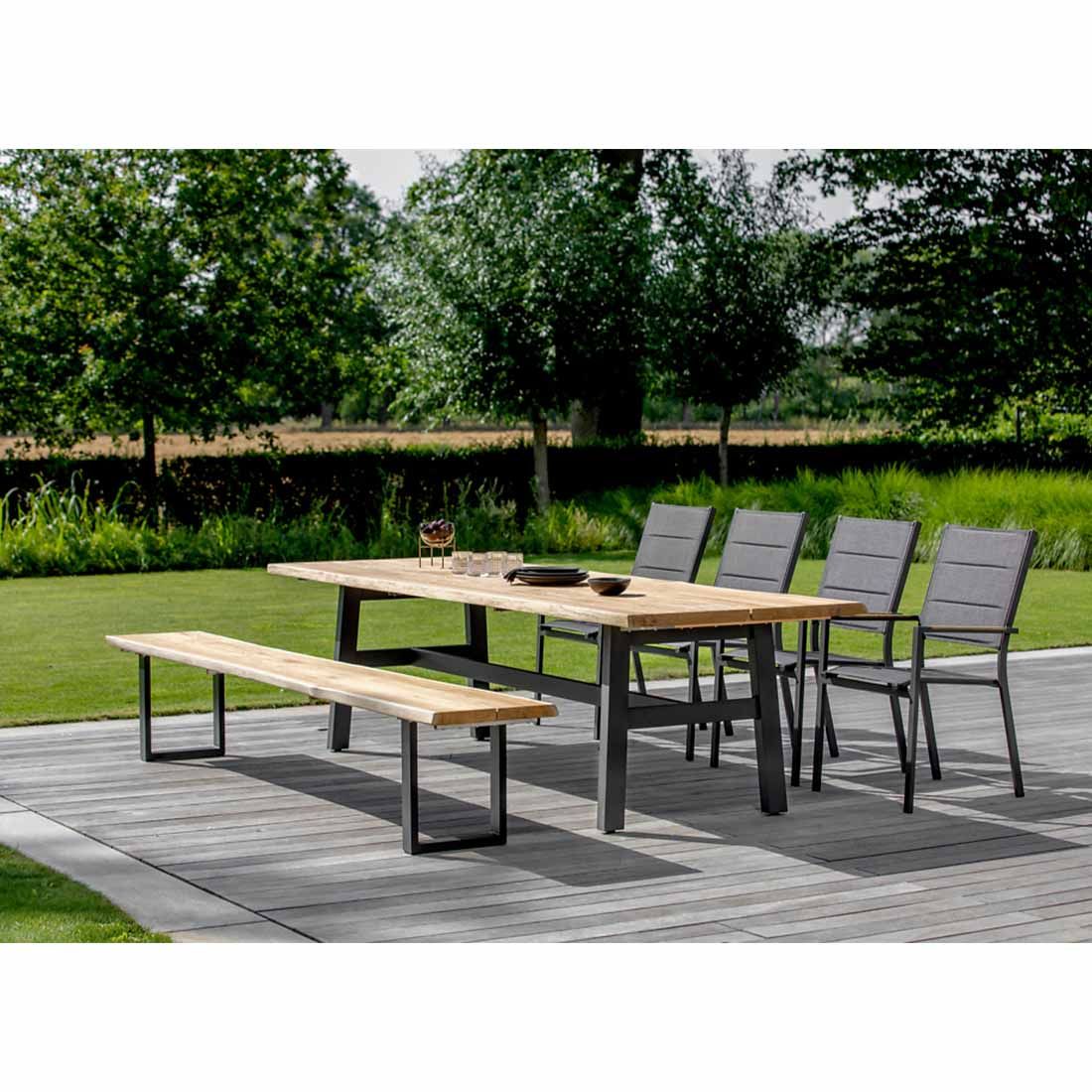 Niehoff Tavo Gartenbank 240cm Aluminium/Teak