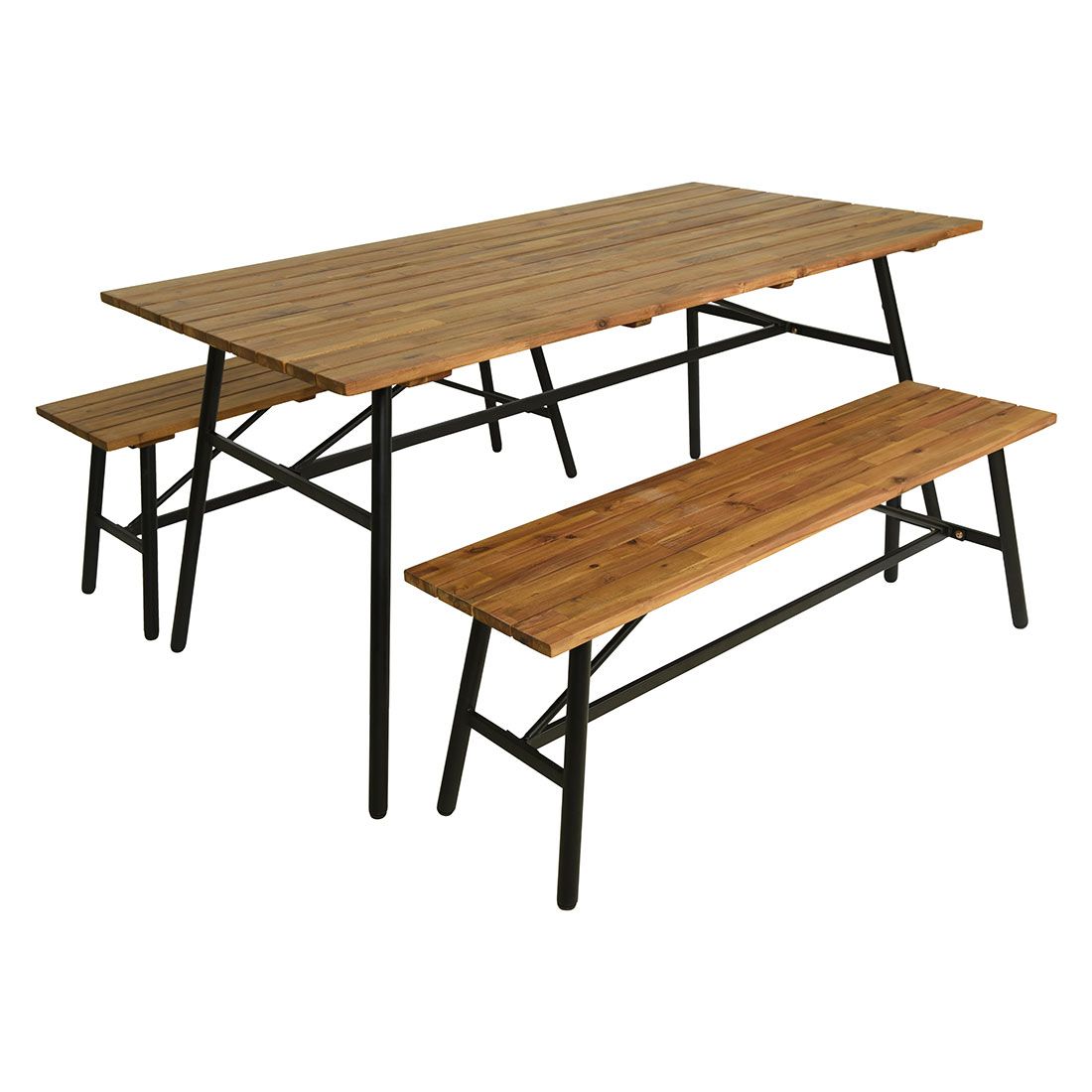 Outdoor Living Poznan Gartenmöbel-Set Tisch 160x83,5cm Eisen/Akazie