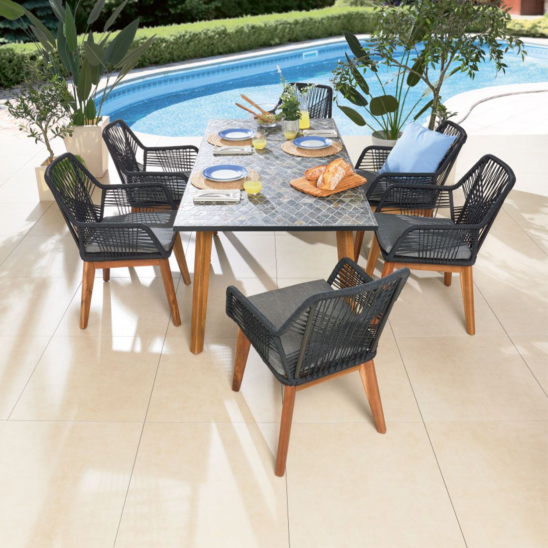 Outdoor Living Seville Mosaik Gartentisch 180x90cm Akazie/Mosaik