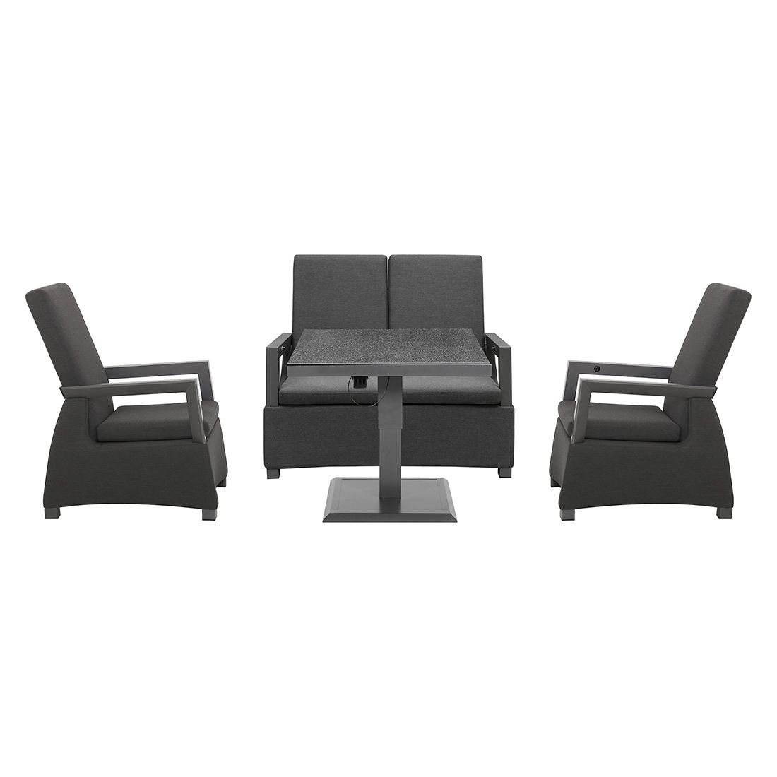 OUTLIV. Allround Gartentisch 85x85x53/74cm Aluminium/Glaskeramik