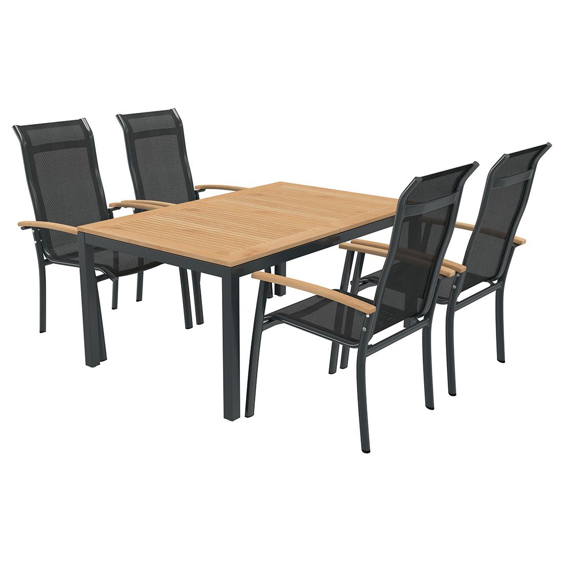 OUTLIV. Alpha Gartenmöbelset 5-teilig mit Ausziehtisch 150/210x90cm