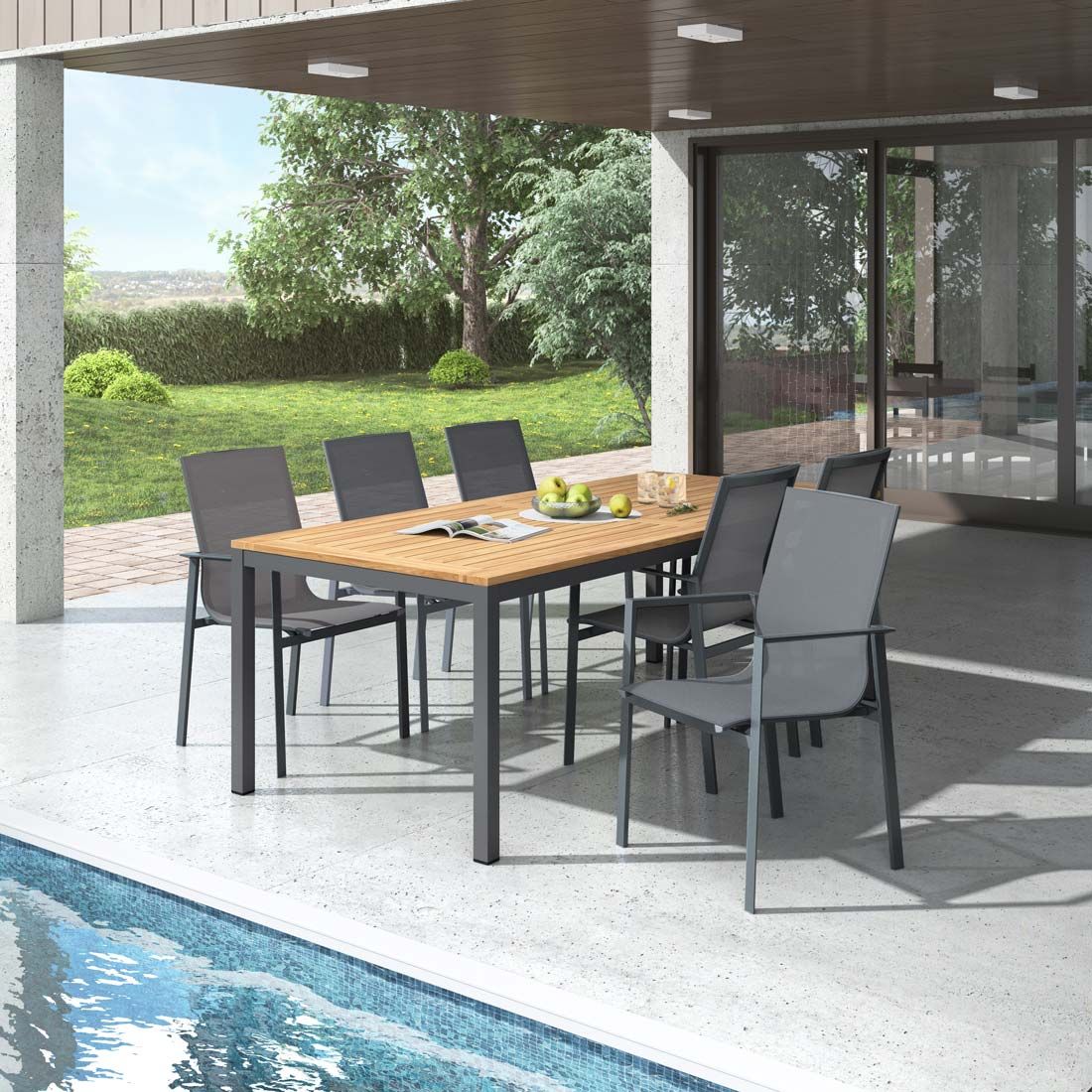 OUTLIV. Atlanta Gartenmöbel-Set L (6 Plätze) Tisch 220x100cm