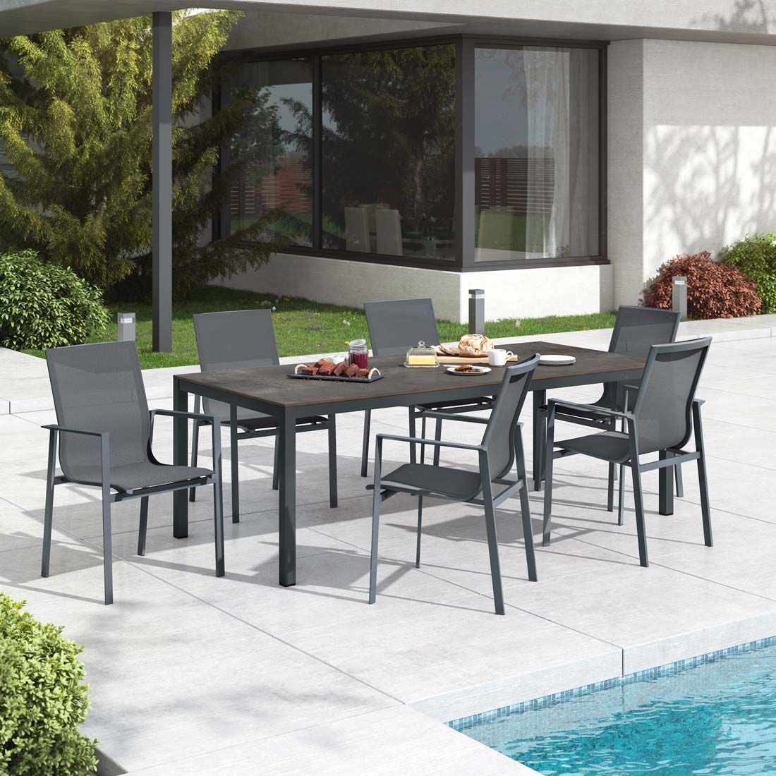 OUTLIV. Atlanta Gartenmöbel-Set L (6 Plätze) Tisch 220x100cm