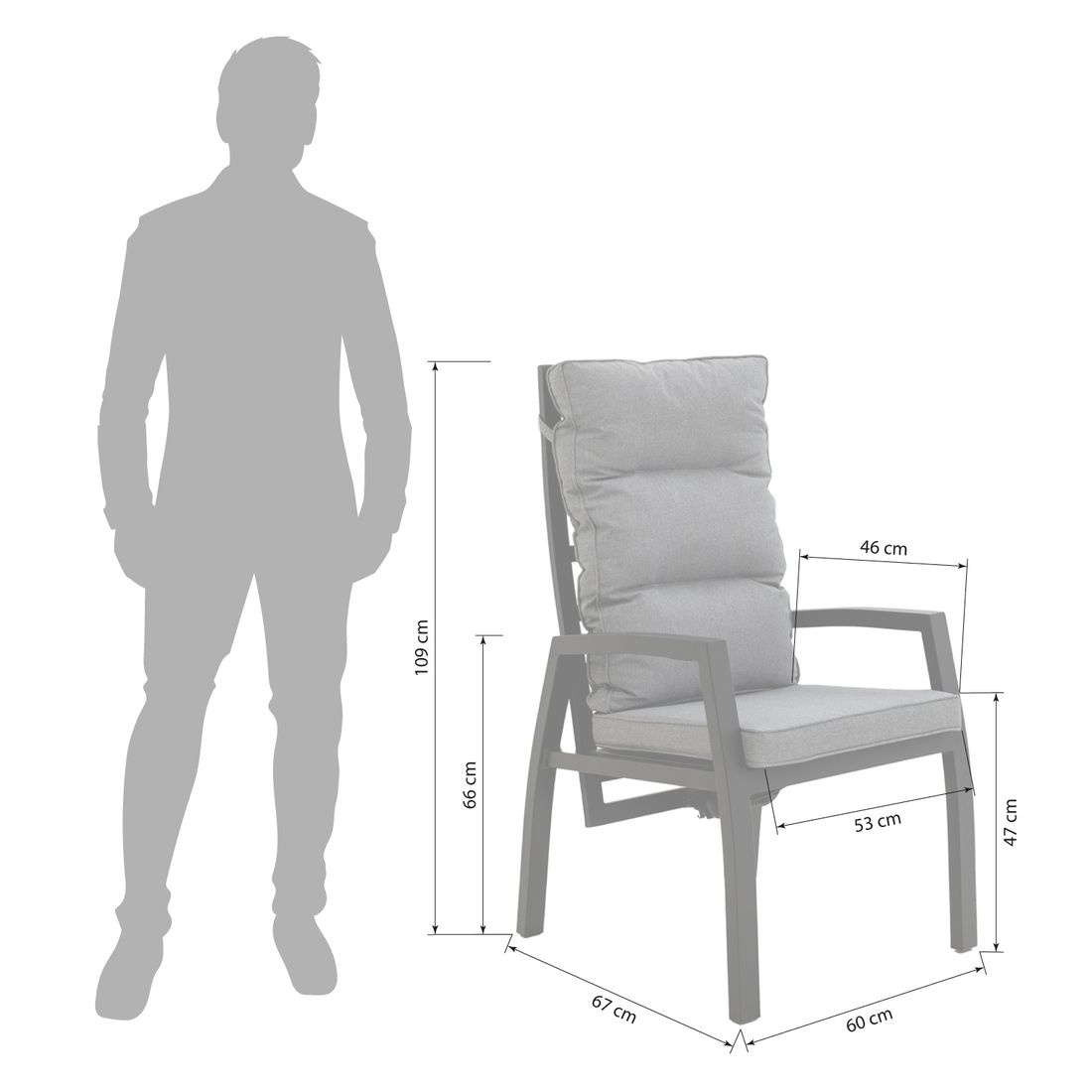 OUTLIV. Canberra Gartenmöbel-Set L verstellbar (6 Plätze) Tisch 180x90cm