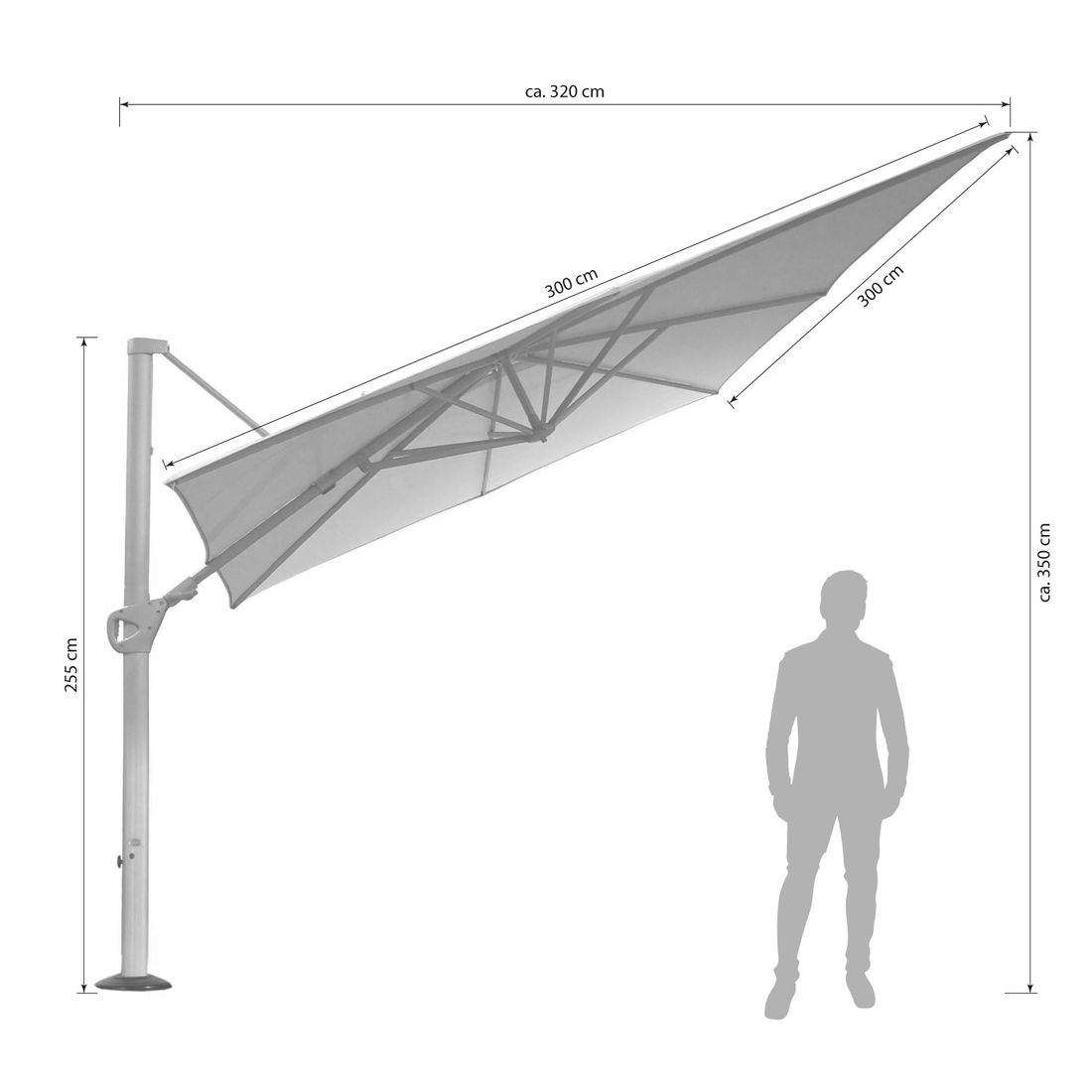 OUTLIV. Deluxe Roma Ampelschirm 300x300cm