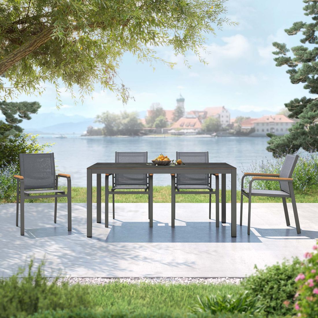 OUTLIV. Florenz Gartenmöbel-Set M (4 Plätze) Tisch 160x90cm