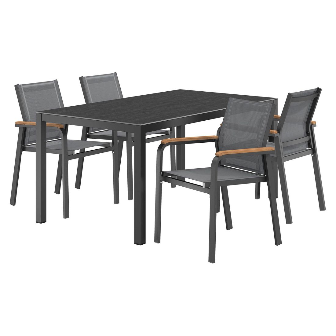 OUTLIV. Florenz Gartenmöbel-Set M (4 Plätze) Tisch 160x90cm