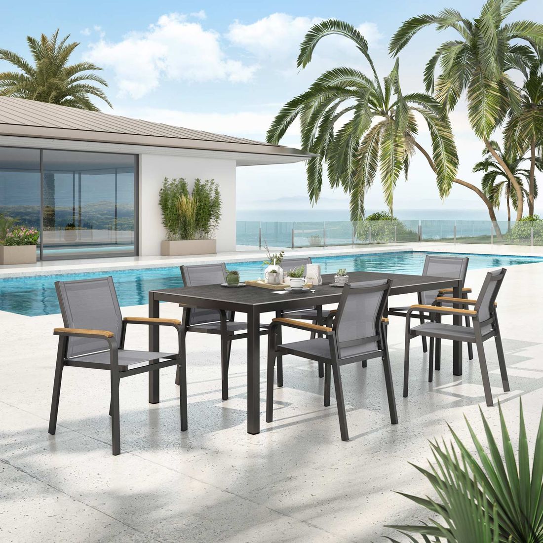 OUTLIV. Florenz Gartenmöbel-Set L (6 Plätze) Tisch 220x100cm