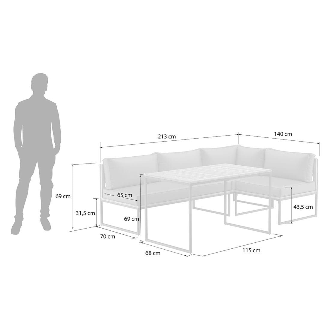 OUTLIV. Floris Dininglounge 3-tlg. Stahl/Akazie