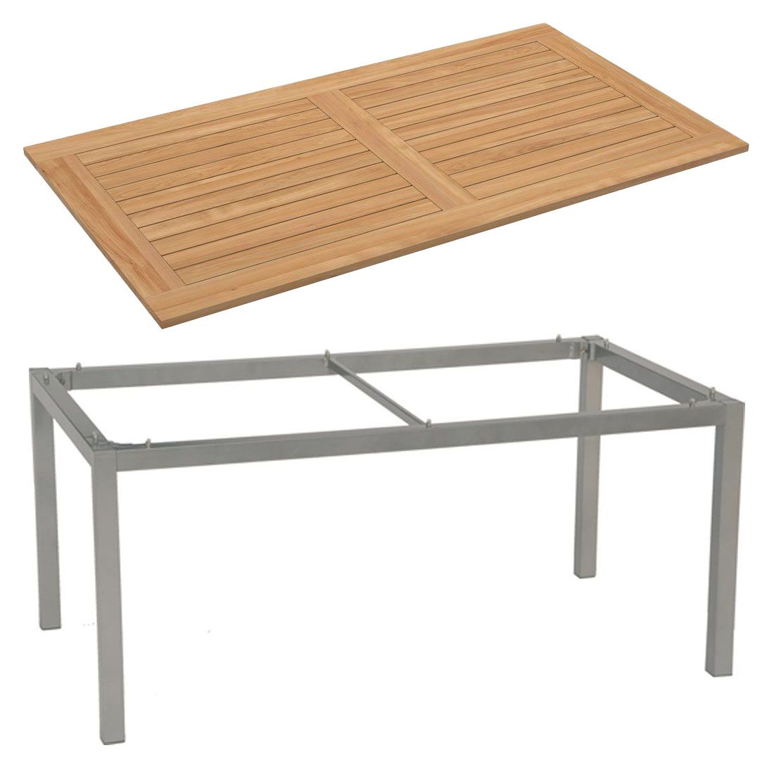 Stern Gartentisch 160x90cm Aluminium/Teak
