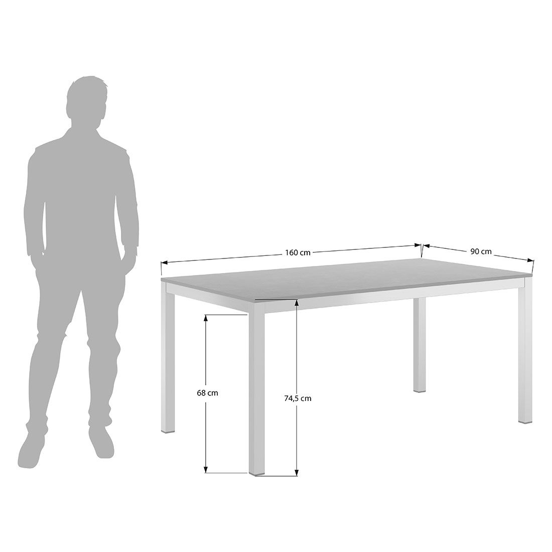 OUTLIV. Gartentisch 160x90cm Edelstahl/HPL