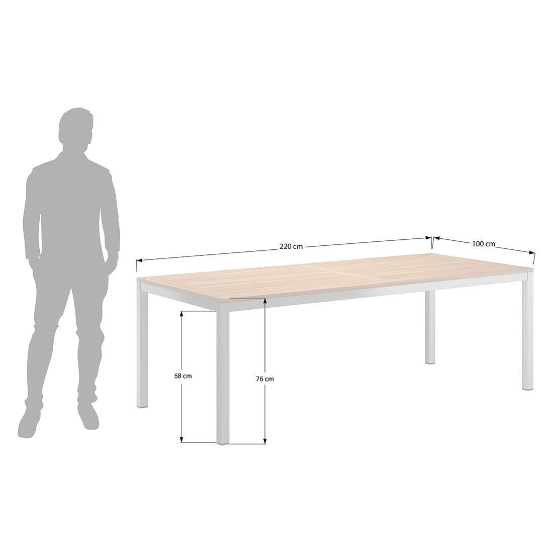 OUTLIV. Gartentisch 220x100 cm Edelstahl/Teak