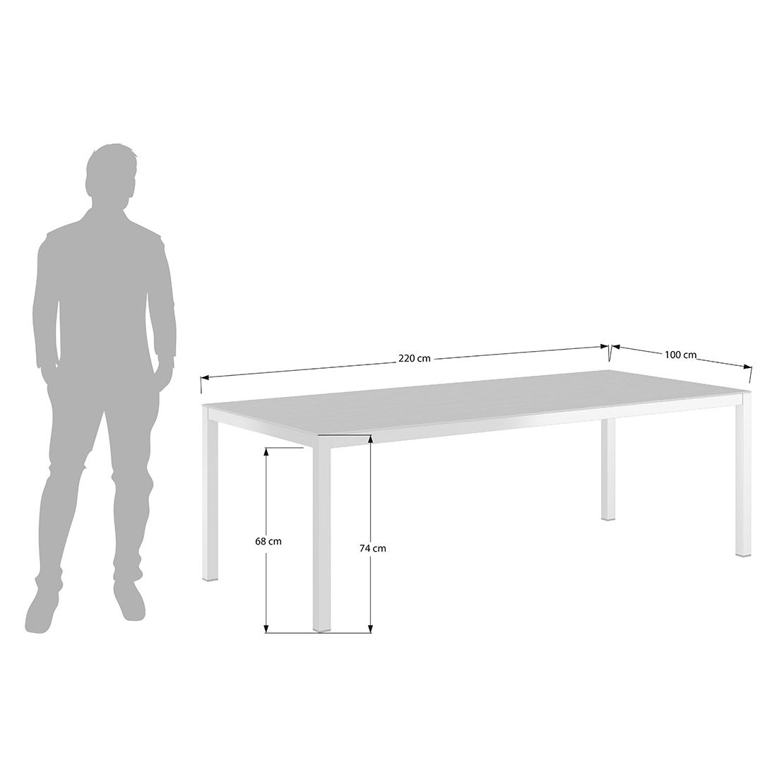 OUTLIV. Gartentisch  220x100cm Edelstahl/Dekton